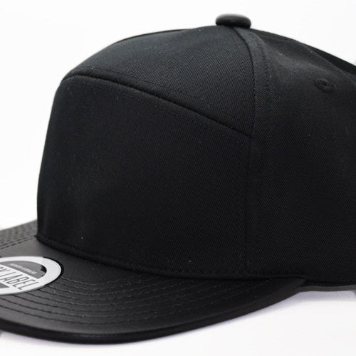 6 Panel Black Hybrid Strapback Side