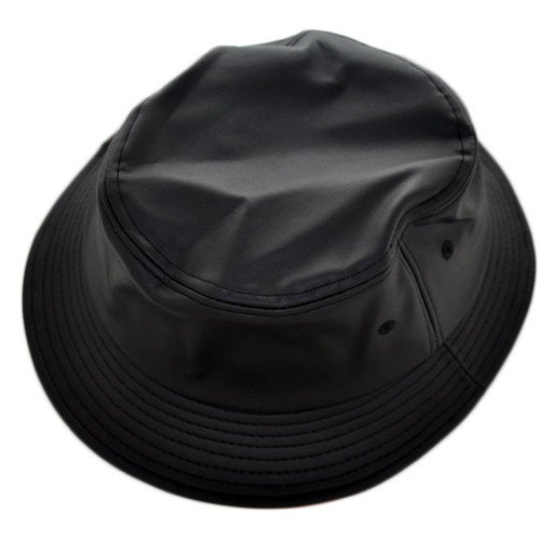Black Leather Bucket Hat Top View