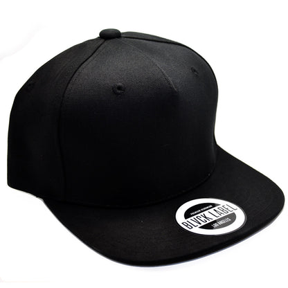 All black 5 panel snapback