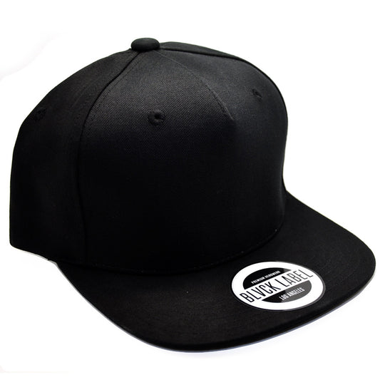 All black 5 panel snapback