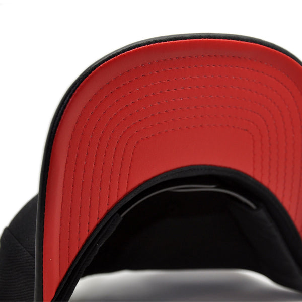 Red Leather Under Brim Stitching Close Up