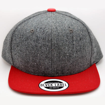 Grey Wool Snapback Front View