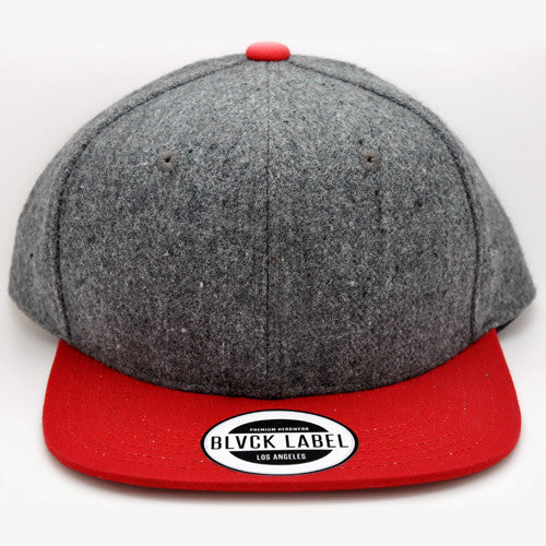 Grey Wool Snapback Front View