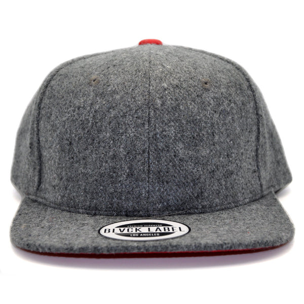 Grey Wool Snapback Front