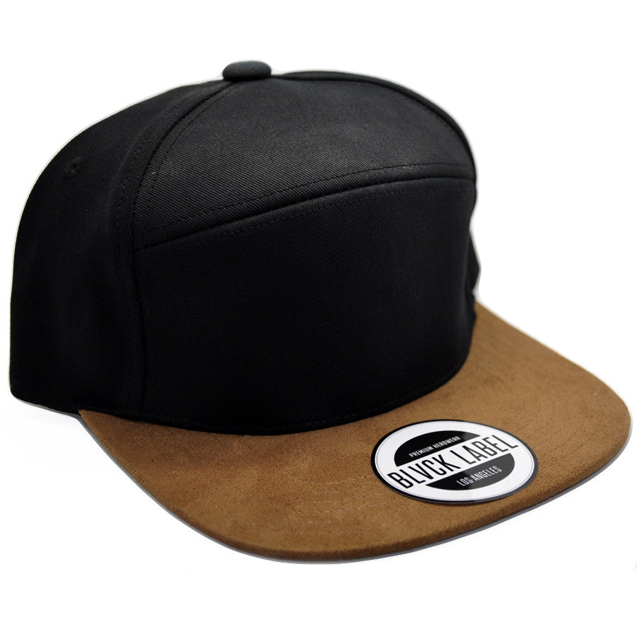 Black and Tan Suede 6 Panel Strapback