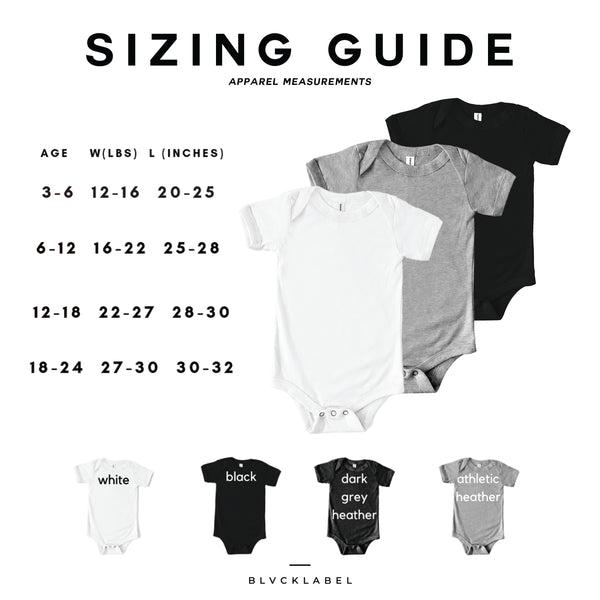 Baby Bodysuit Sizing Guide