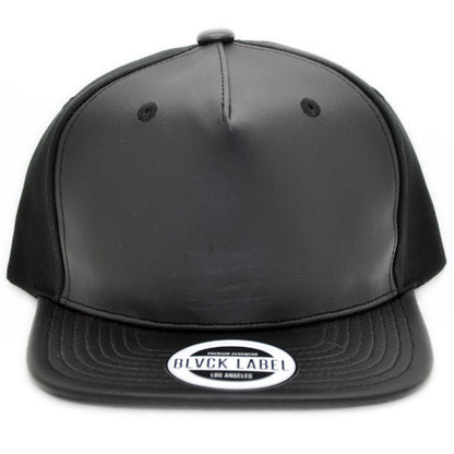 Black Leather front Panel Snapback