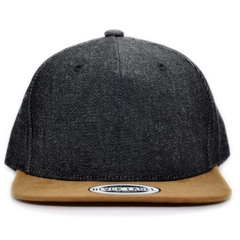 Denim and Suede Snapback Front