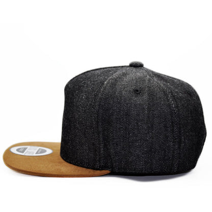 Denim Hat Tan Suede Flat Brim