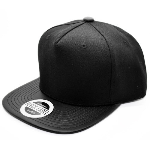 Black on black leather snapback