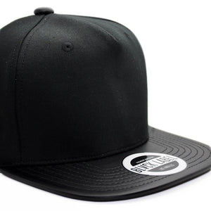 Black leather brim snapback