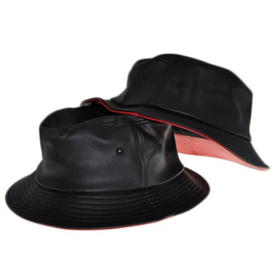 Black Leather Bucket Hats